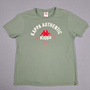 Kappa Shirt Mens‎ Fits Medium Green Red Felt Logo Short Sleeve